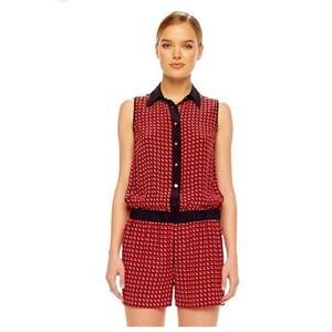 Michael‎ Kors sleeveless Red Blue geometric Romper M